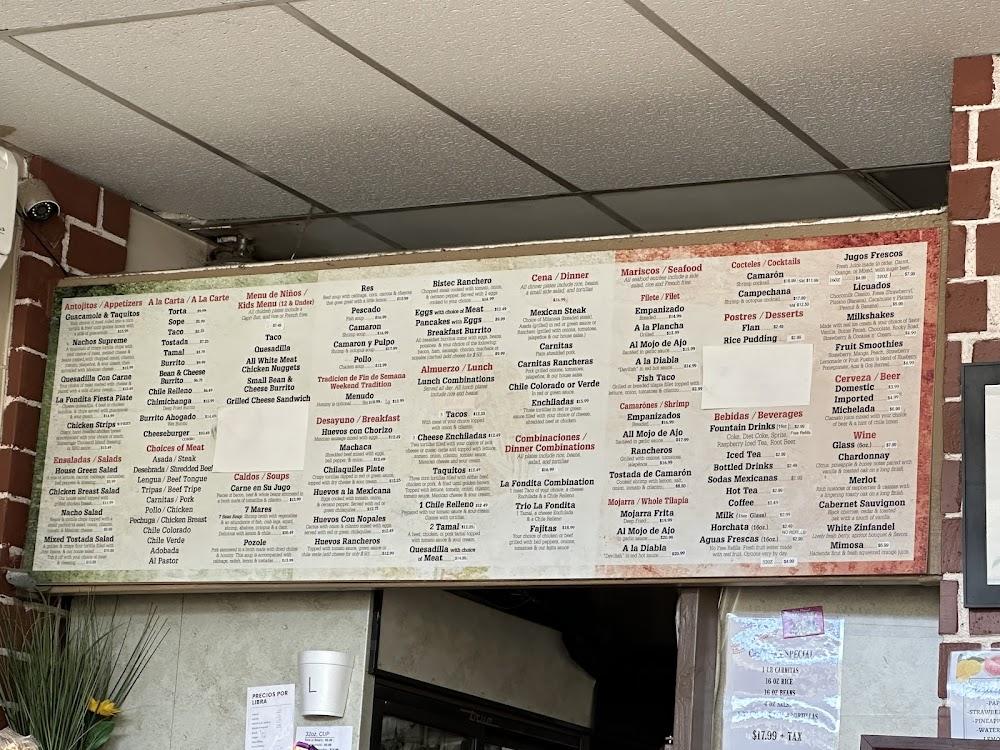 La Fondita Mexican Restaurant Menu image 1