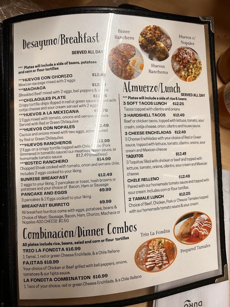 La Fondita Mexican Restaurant Menu image 2